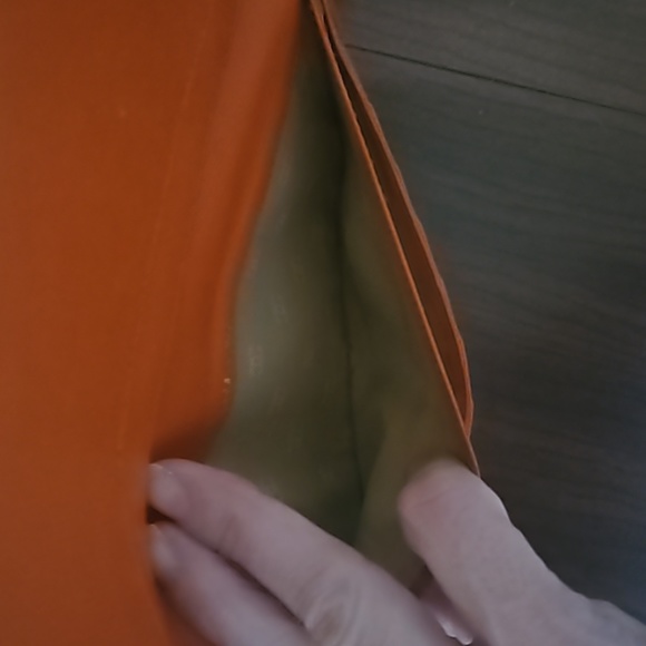 CHANEL COCO Mark Orange Leather Bifold Long Wallet with the STICKER and box - Picture 13 of 16